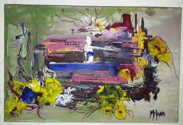 QUADRO ÓLEO SOBRE TELA, ABSTRATO. ASSINATURA NÃO IDENTIFICADA