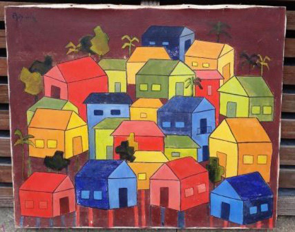 ROSINHA - NAIF - ANTIGO QUADRO . MEDINDO 54 X 65 CM