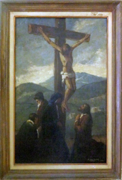EDGAR OEHLMAYER - óleo sobre eucatex (crucificação) - datado de 1966 - Med: 73x50 cm.
