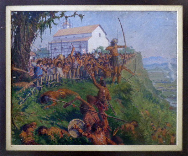 LOPES DE LEÃO - óleo sobre tela (índios) - Med: 65x80 cm.