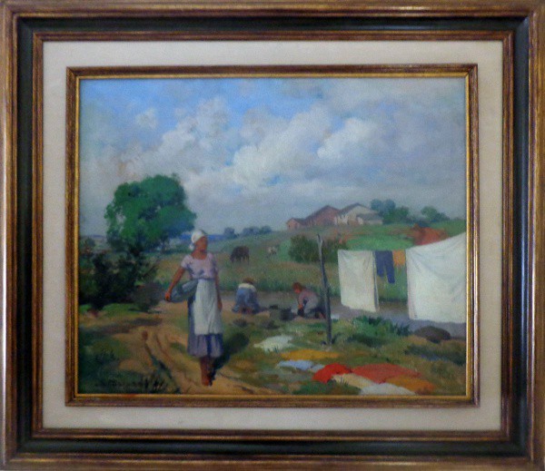 CARUSO - óleo sobre tela ( lavadeiras) - Med: 53x63 cm.