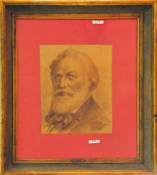 BENEDITO CALIXTO - desenho sobre papel ( Brahms em retrato ) med: 38 x 29 cm. C/moldura.