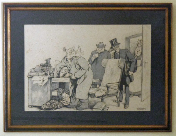 KATHE OLSHAUSEN - desenho sobre papel, datado em 1920 ( Caricatura ) med: 33,5 x 49,5 cm.