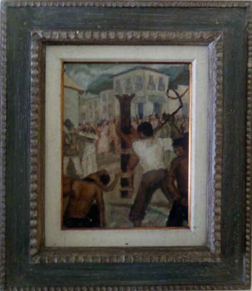 MERIOTTI - óleo sobre cartão (escravos) - Med: 38x28,5 cm.