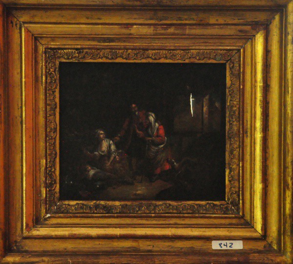SEM ASSINATURA - ost ( Família em casa ) med: 22 x 26 cm. obs: rasgo na tela.