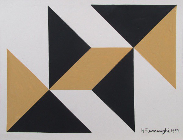 H. FIAMINGHI - guache sobre cartão ( Figura Geométrica ) med: 20 x 26 cm.