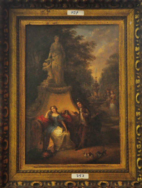 Antiga obra sem assinatura - 28x40 O.S.M - Cena Romântica