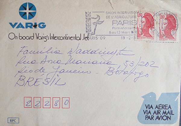 FILATELIA ENVELOPE VARIG SALÃO INTERNACIONAL DA AGRICULTURA DE PARIS FRANÇA , 1983 BEM CONSERVADO