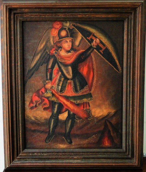Arte Sacra - Figura de São Miguel Arcanjo, OST, ao gosto de cusquenho.