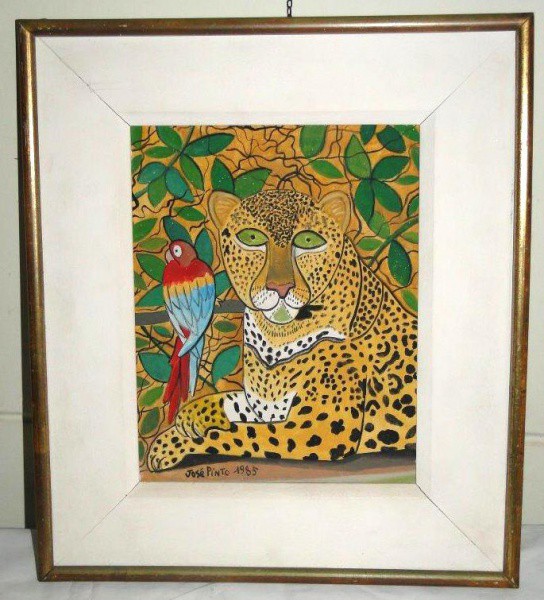 José Pinto - OST - Onça. Medidas 19x24cm. Circa 1985.