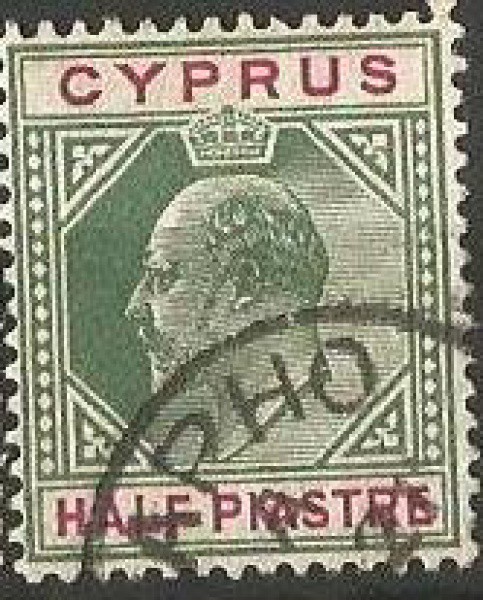 Filatelia : Selos Clássico Chipre - Rei George. Half Piaster,1912 . Ótimo estado.
