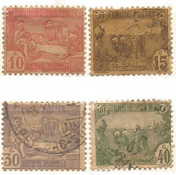 Filatelia : Selo Clássico, colonia Francesa Tunísia, 1923 /26. MBC