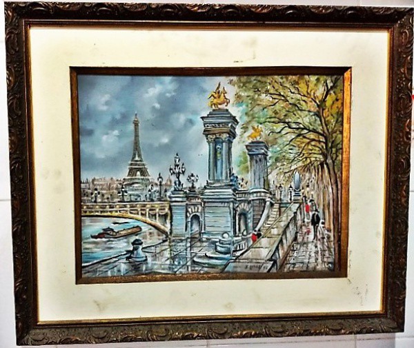 Ost. Belissimo Quadro Reproduzindo Cena Da Europa 50x42cm