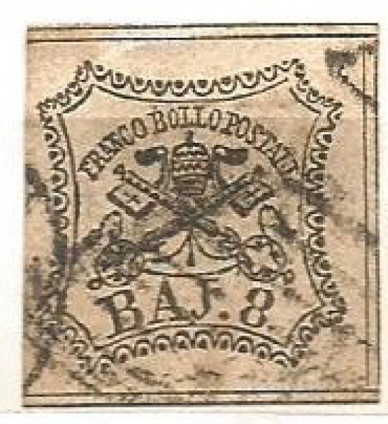 Filatelia : Selos Estados Papais , cerca de 1852 . MBC