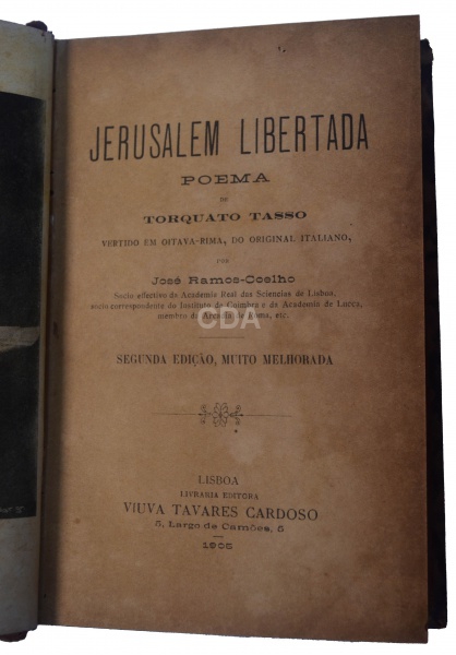 Livro: Jerusalem Libertada, 1905, poema de Torquato Tasso, vertida em oitava-rima, do original itali