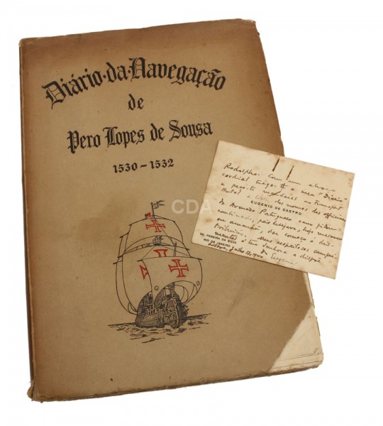 Livro: Diário da Navegação de Pero Lopes de Souza - 1539 / 1532, de Eugênio de Castro, com cartão au