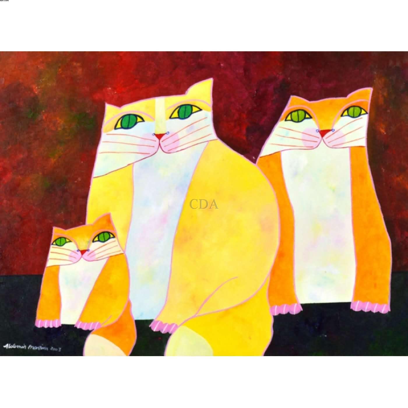 Família de gatos amarelos  - Aldemir Martins