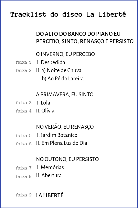 Faixas do disco La Liberté