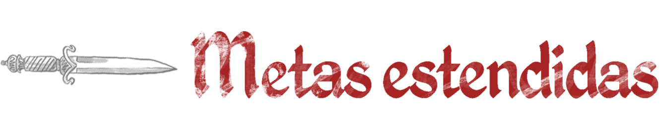 Tag com uma espada desenhada na horizonta, e a frase Metas estendidas