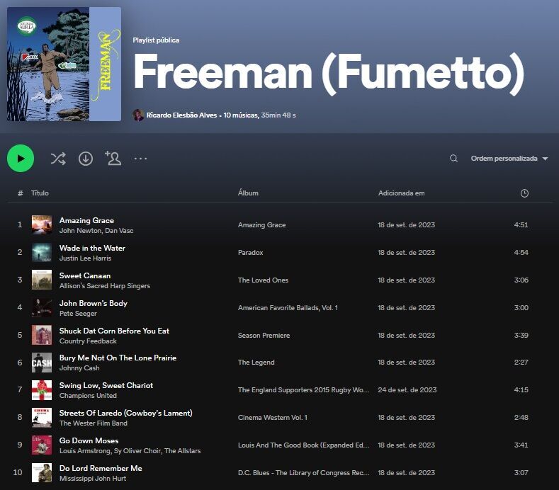 Playlist Spotify - Freeman (Fumetto)