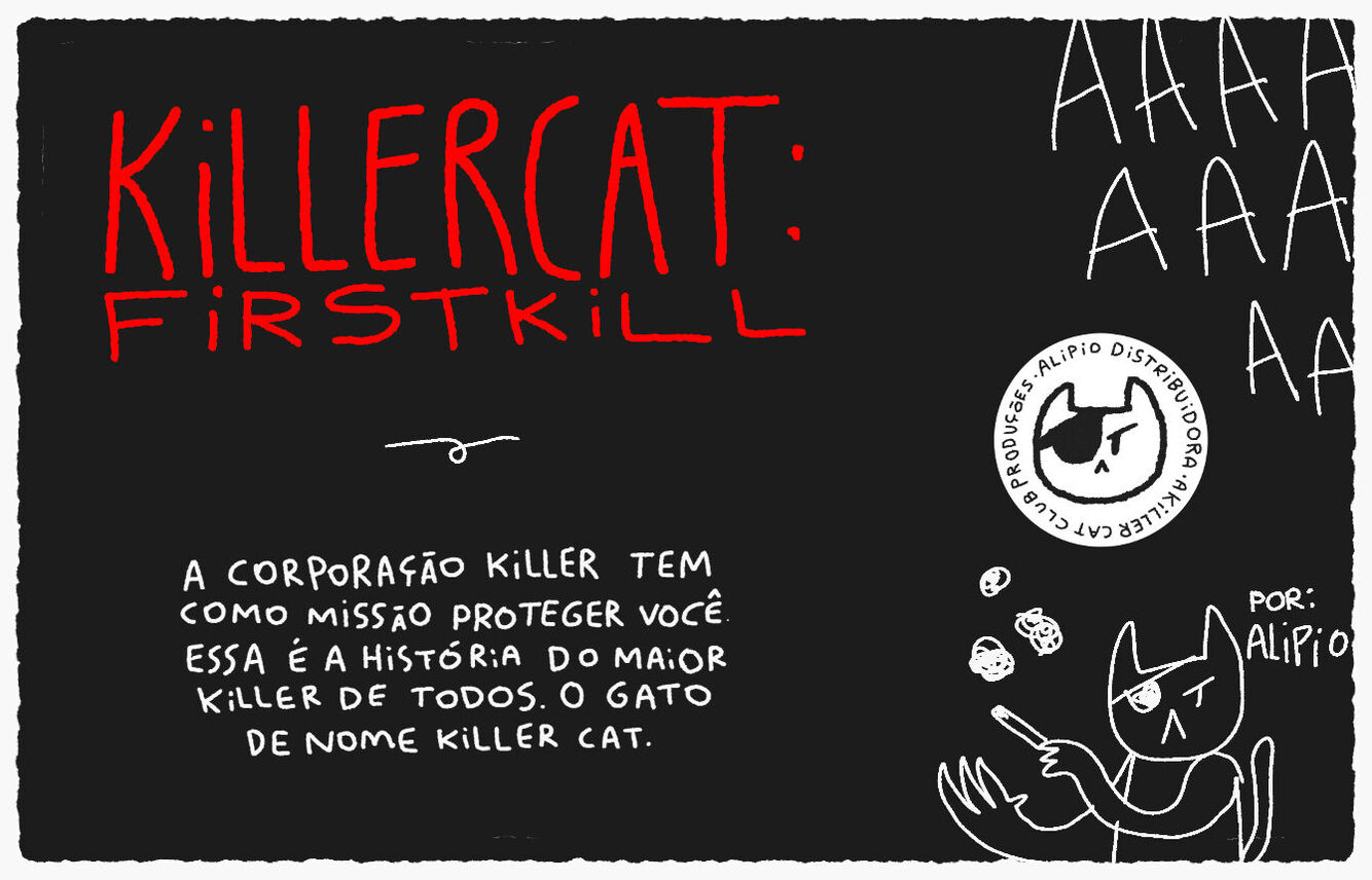 KILLER CAT FIRST KILL e segue descrição em fundo preto.