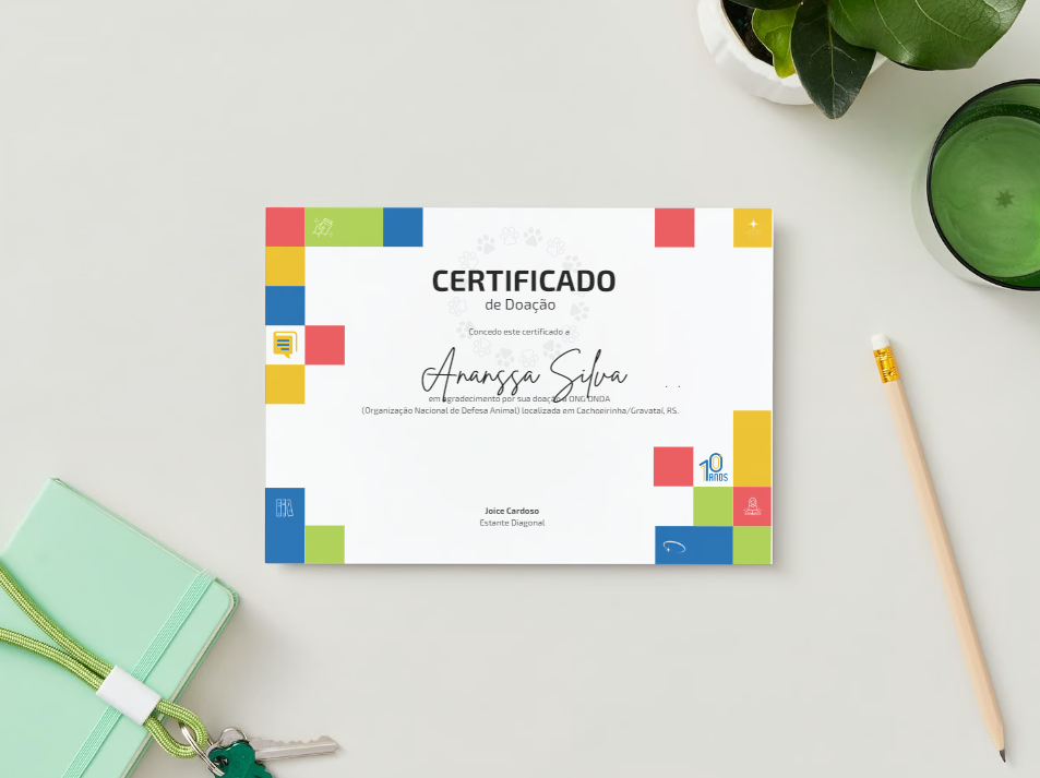 Recompensa da categoria "LUXO" - Certificado de Doação