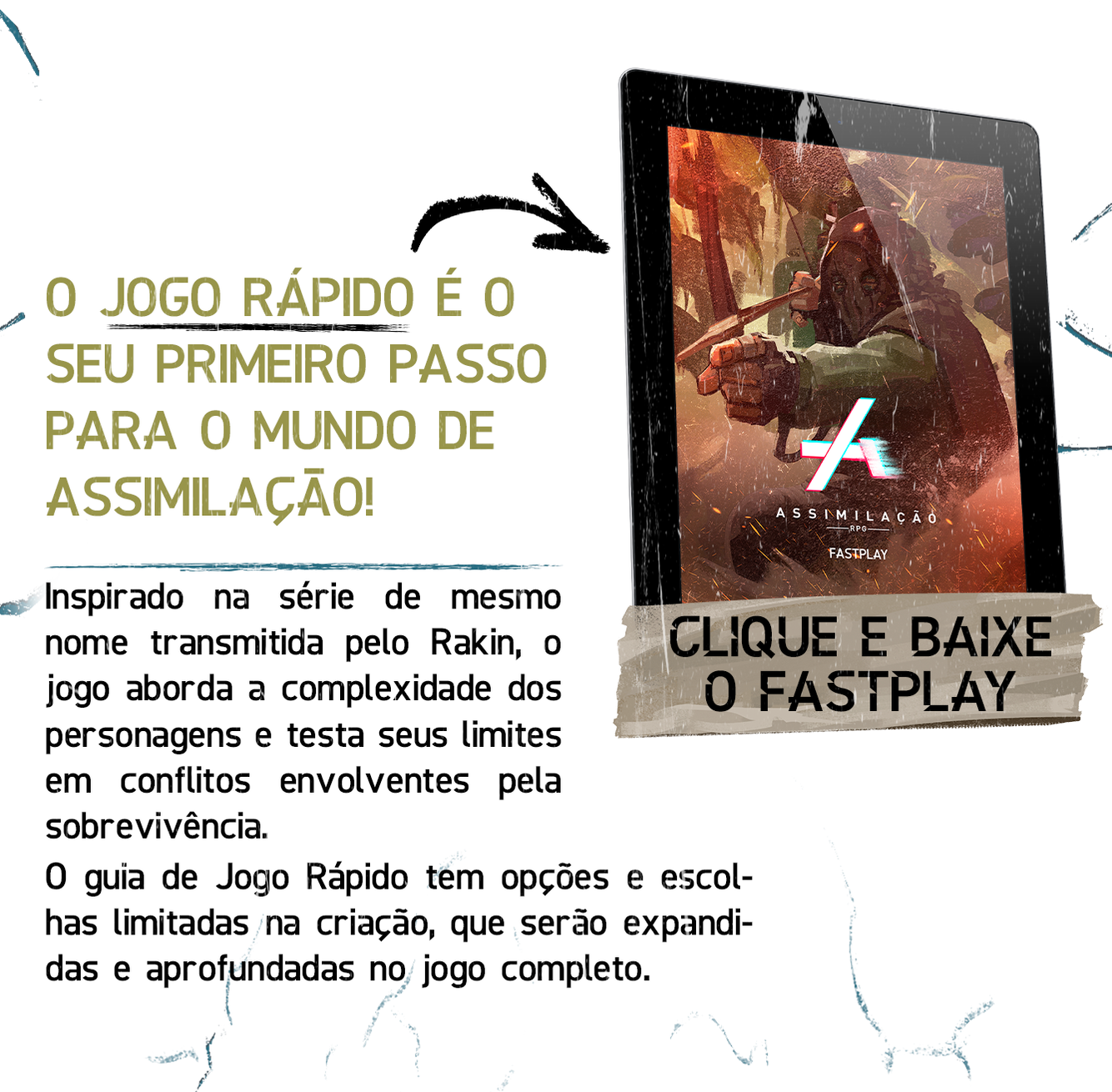 Material promocional oficial do jogo rápido Fastplay de Assimilação RPG