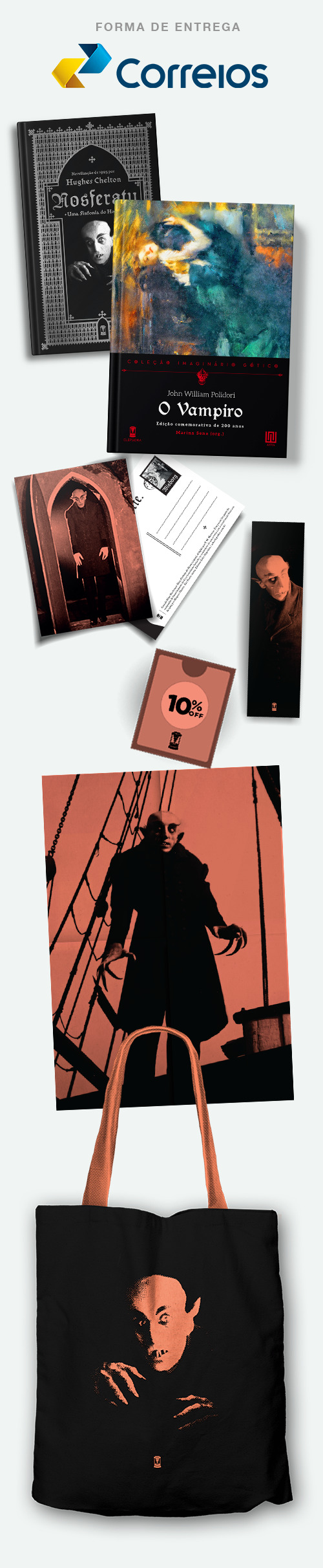 Nosferatu + Marcador + Postal + Pôster + Ecobag + O Vampiro + Cupom