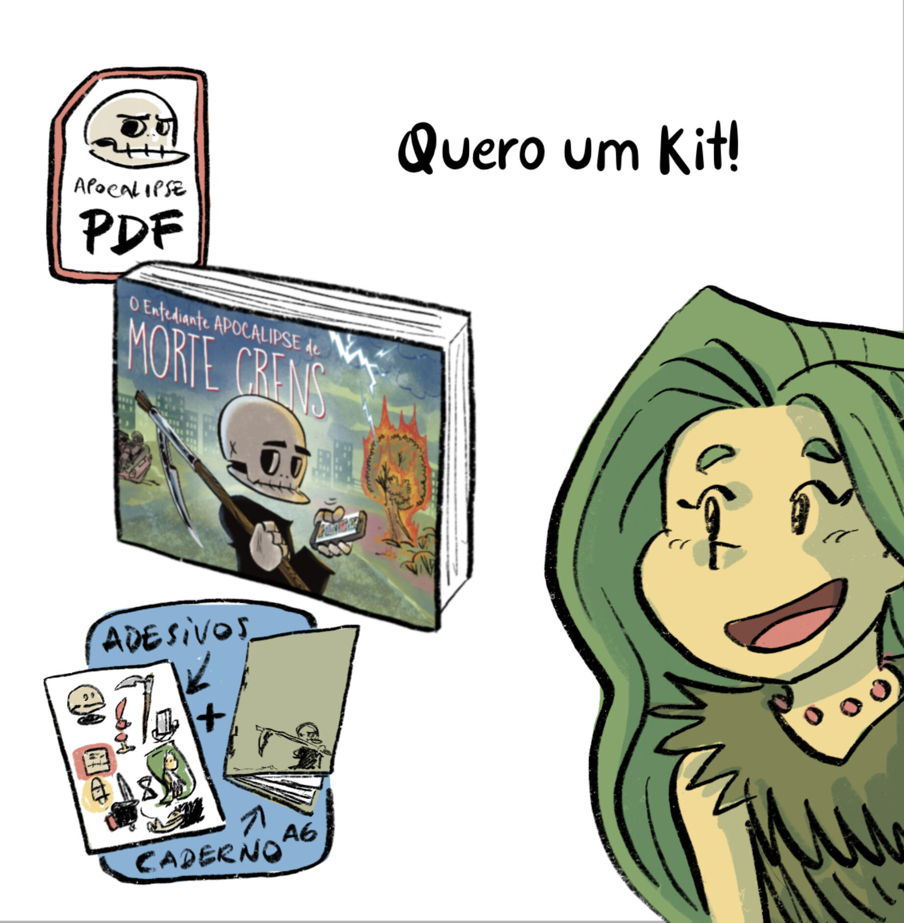 Kit - Adesivos e Caderninho