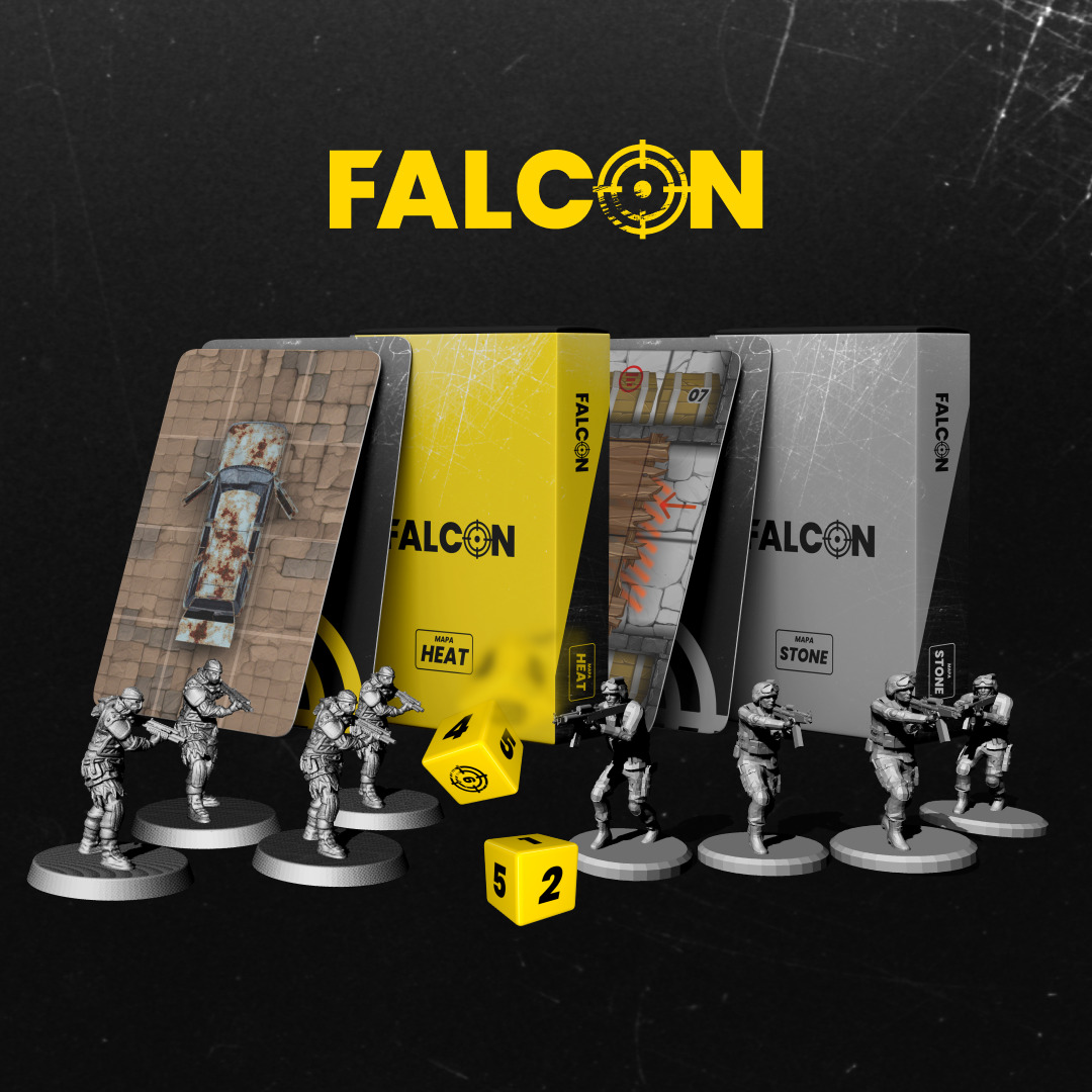 Baralho Simples Mapa Head, 2 Dados de 6 Lados e 8 Miniaturas em 3D
