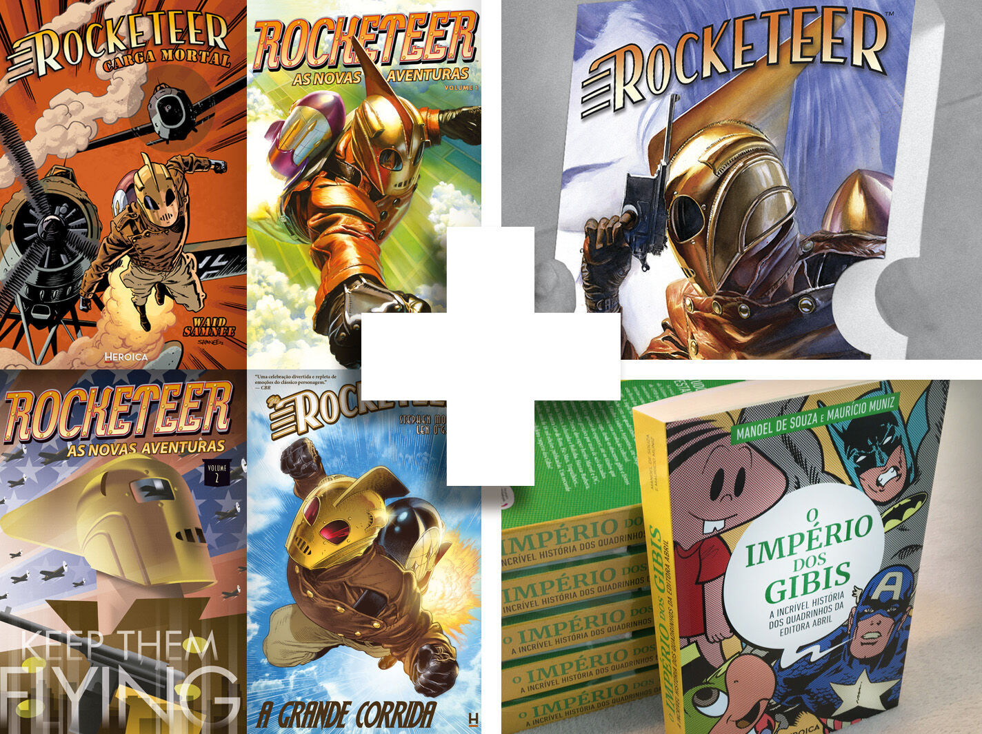 Kit 4 / Coleção Rocketeer + luva trio + O Império dos Gibis