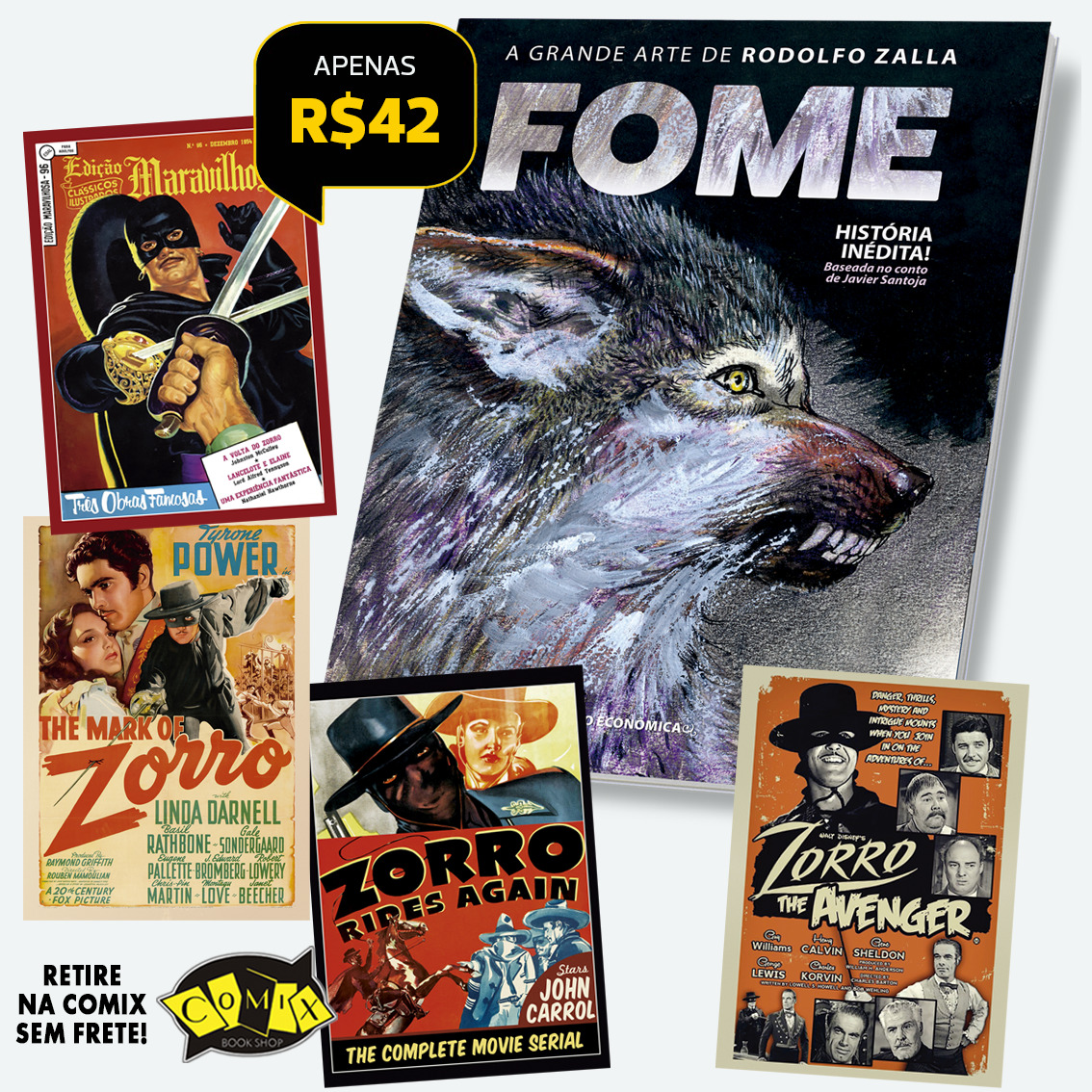 ZL4cx – Quatro Postais + um exemplar de A Grande Arte de Rodolfo Zalla – EXCLUSIVO PARA RETIRADA NA COMIX/SP