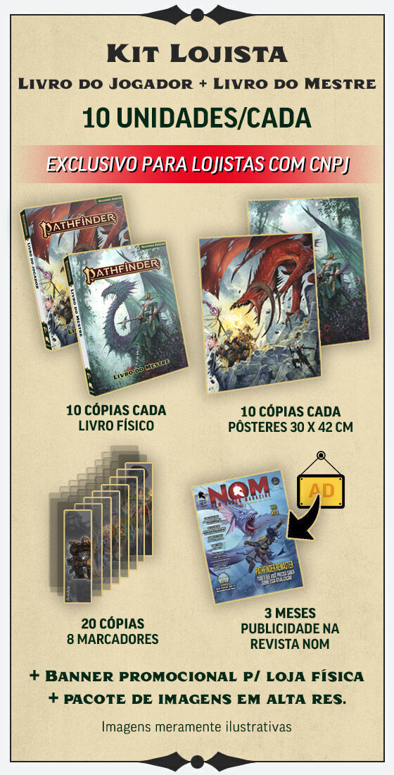 Kit Lojista - Livro do Jogador + Livro do Mestre 10 Unidades/Cada
