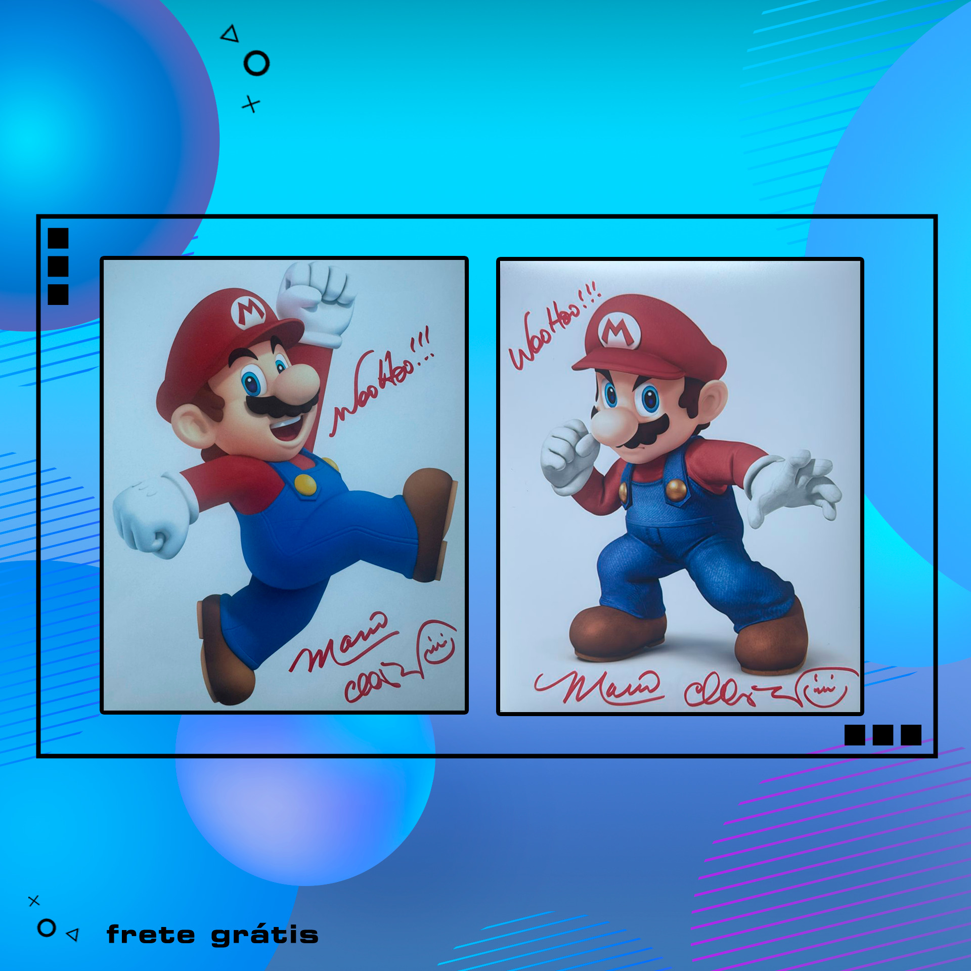 Prints assinadas por Charles Martinet - voz do Mario