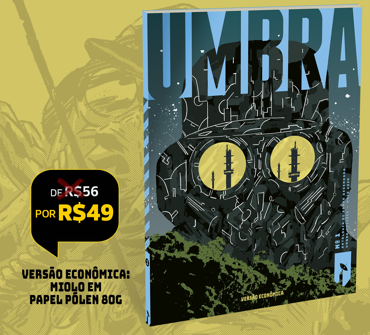 3UEC – 1 exemplar "UMBRA" Ed. Econômica (miolo papel pólen 80g)