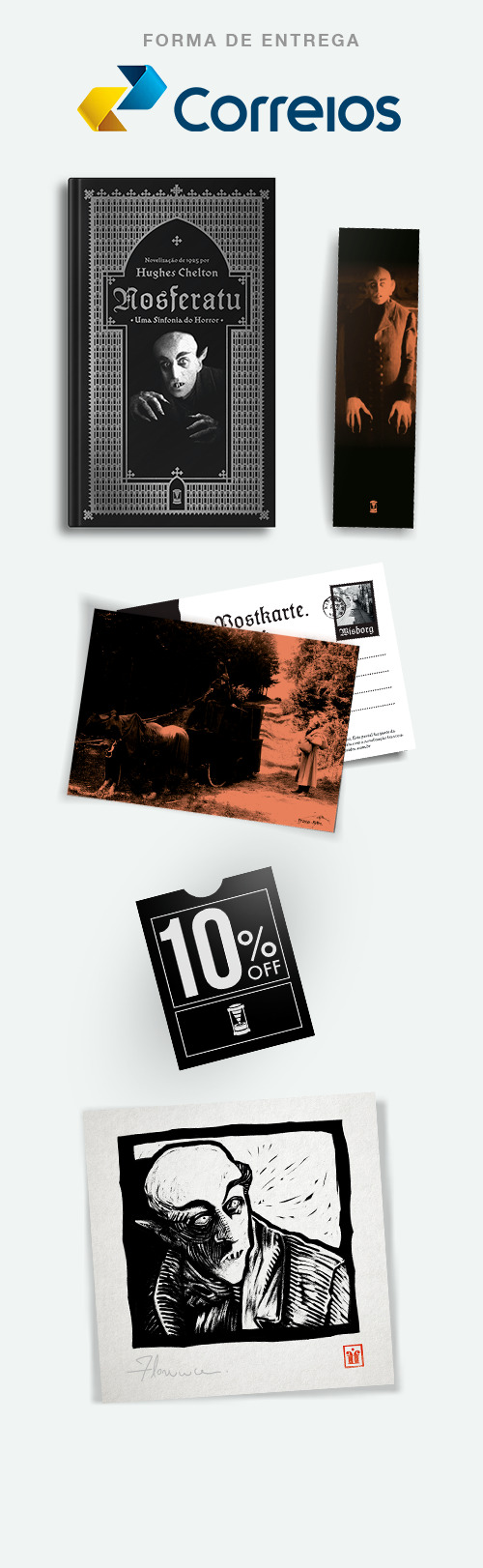 Nosferatu + marcador + postal + cupom + print