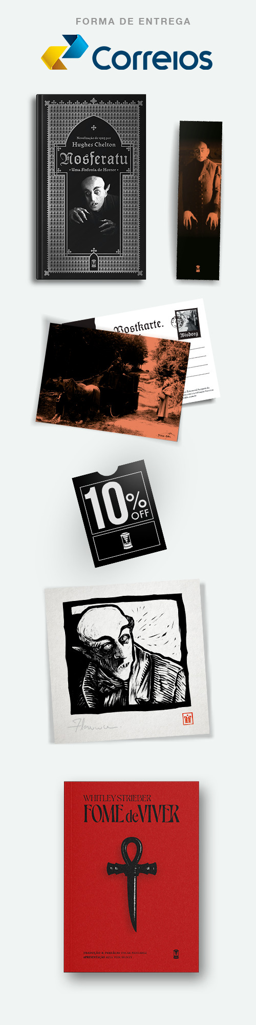 Nosferatu + marcador + postal + cupom + print + Fome de Viver