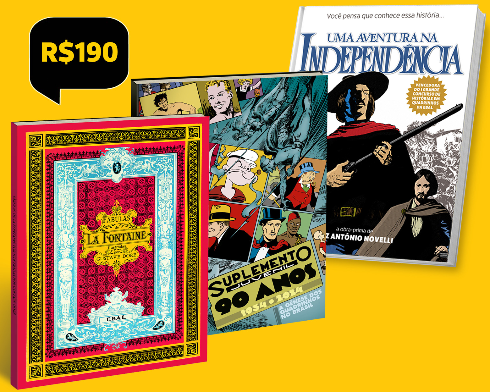 Trio Ebal: Uma Aventura na Independência + Suplemento Juvenil + Fábulas de La Fontaine: 1 exemplar de cada