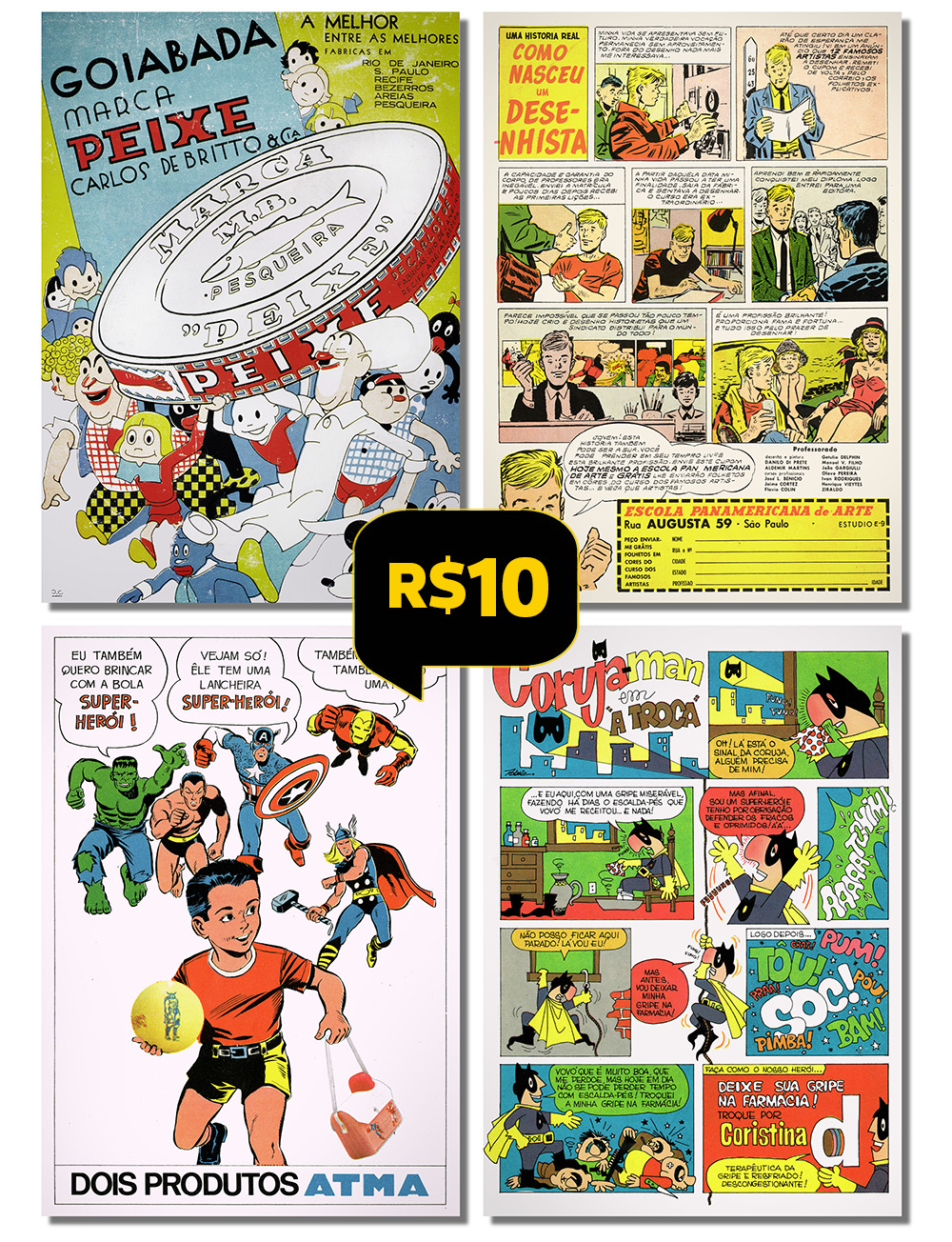 EXCLUSIVO: LEVE TAMBÉM 4 lindos postais com reproduções de anúncios
