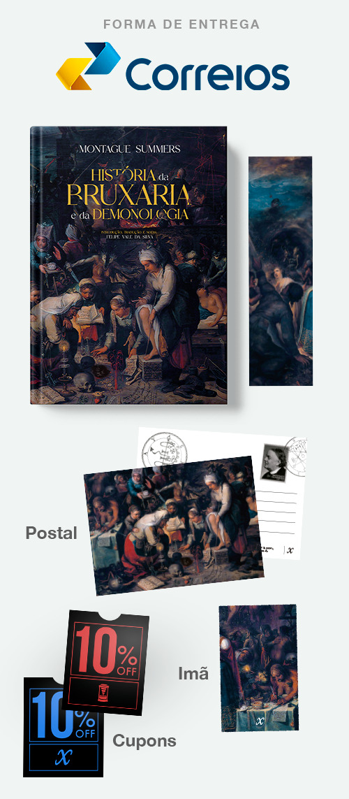 "História da Bruxaria e da Demonologia" + marcador + ímã + postal + cupons digitais