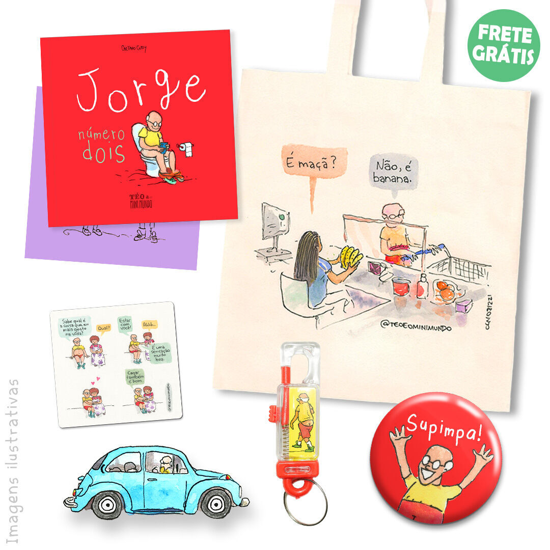 COMBÃO (Jorge 2 + Chaveiro + Fusquinha de Montar + Ímã + Ecobag + Botton + Print Autografado)