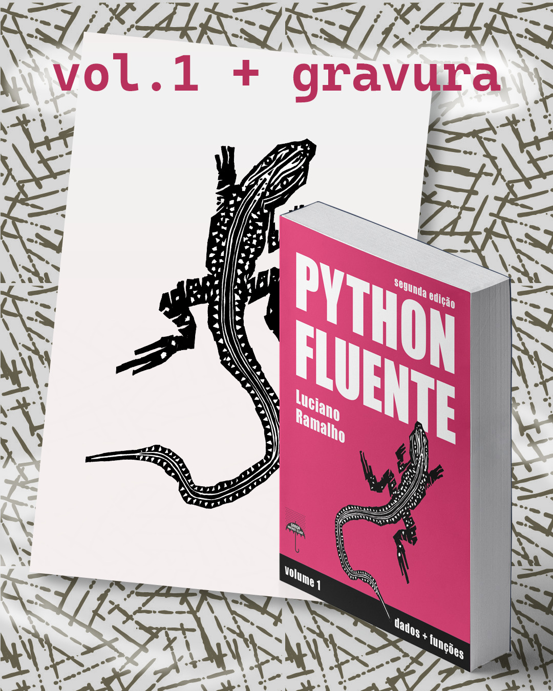 Volume 1 e xilogravura do calango