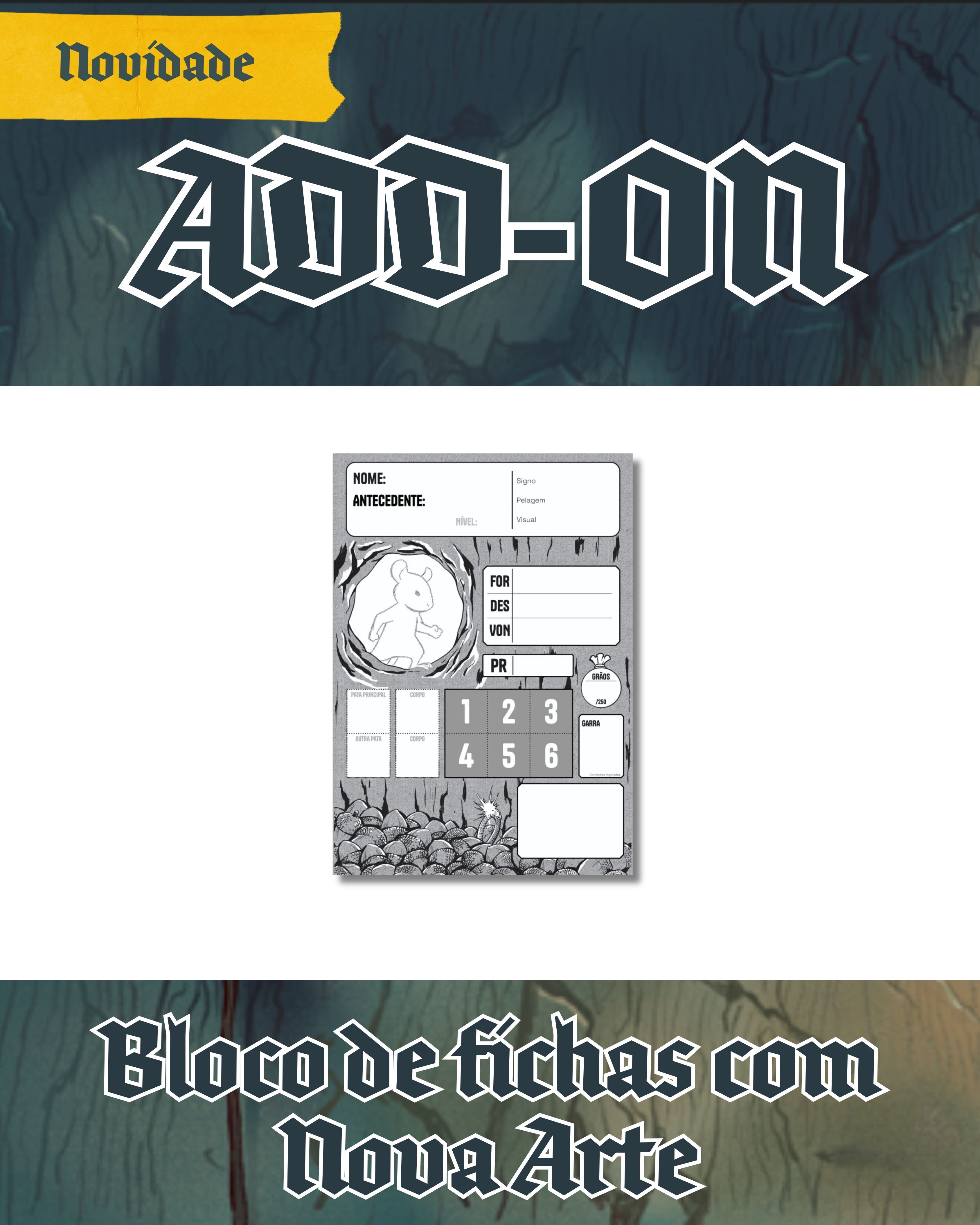 ADD-ON Bloco de Fichas com Nova Arte