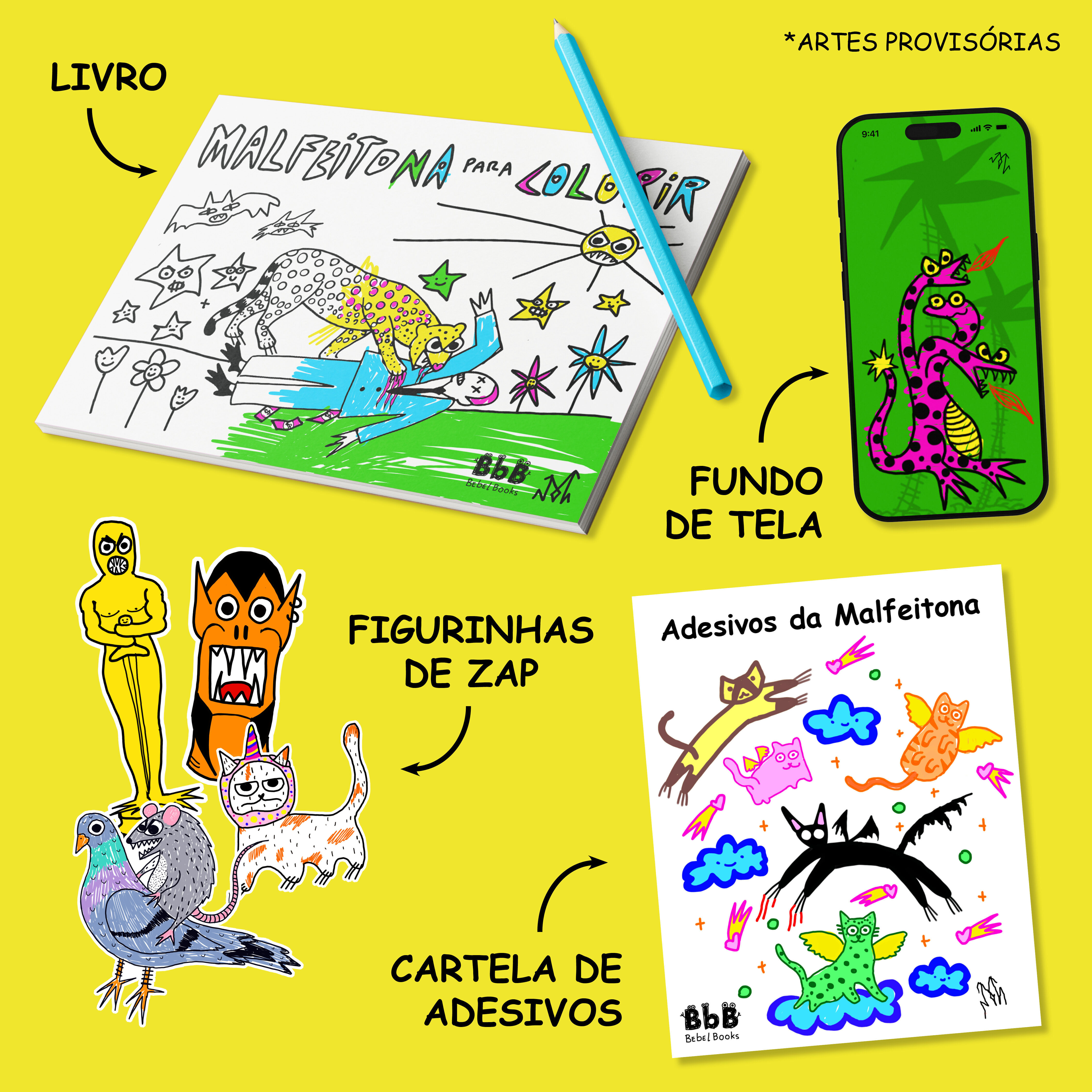 COLANTE MALFEITOSO: LIVRO + CARTELA DE ADESIVOS + brindes digitais + brindes de meta