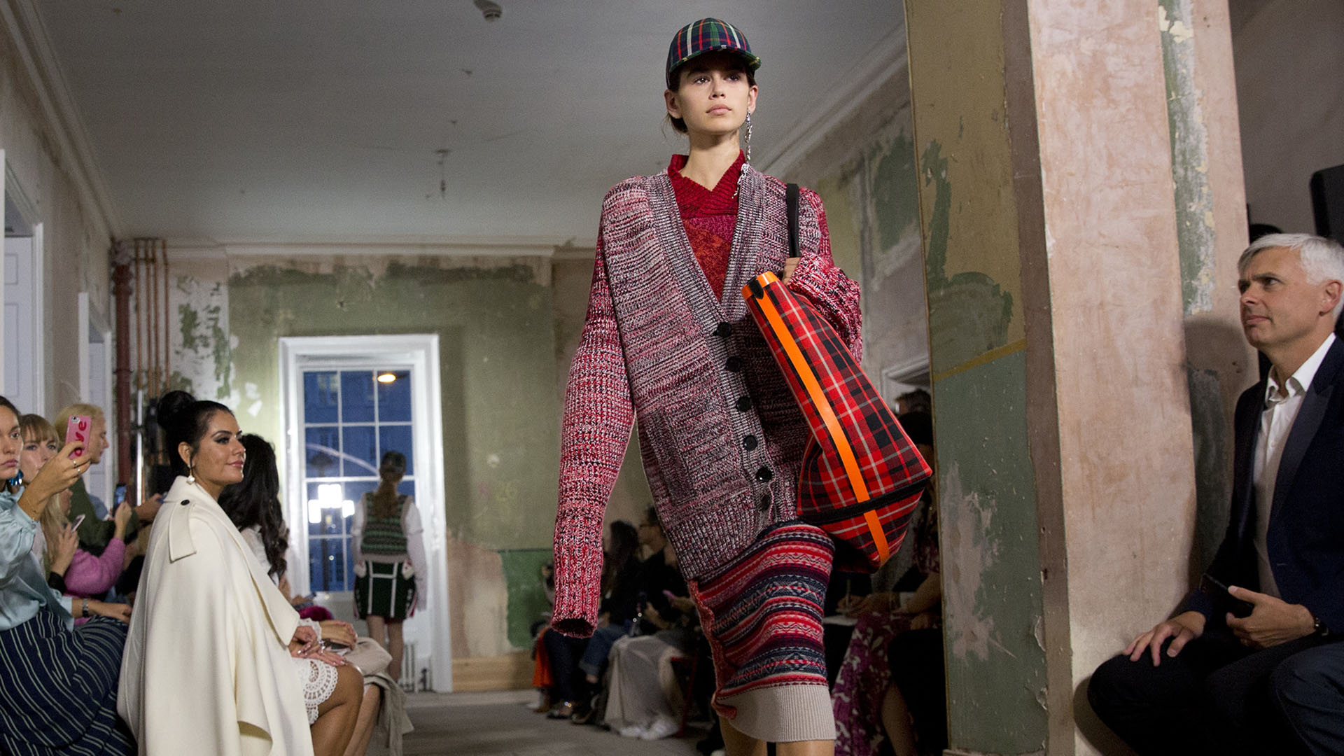 Kaia Gerber, 16-year-old daughter of the supermodel Cindy Crawford, on the catwalk during the Burberry London Fashion Week SS18 show held at Old Sessions House, London (Photo by Isabel Infantes/PA Images via Getty Images)