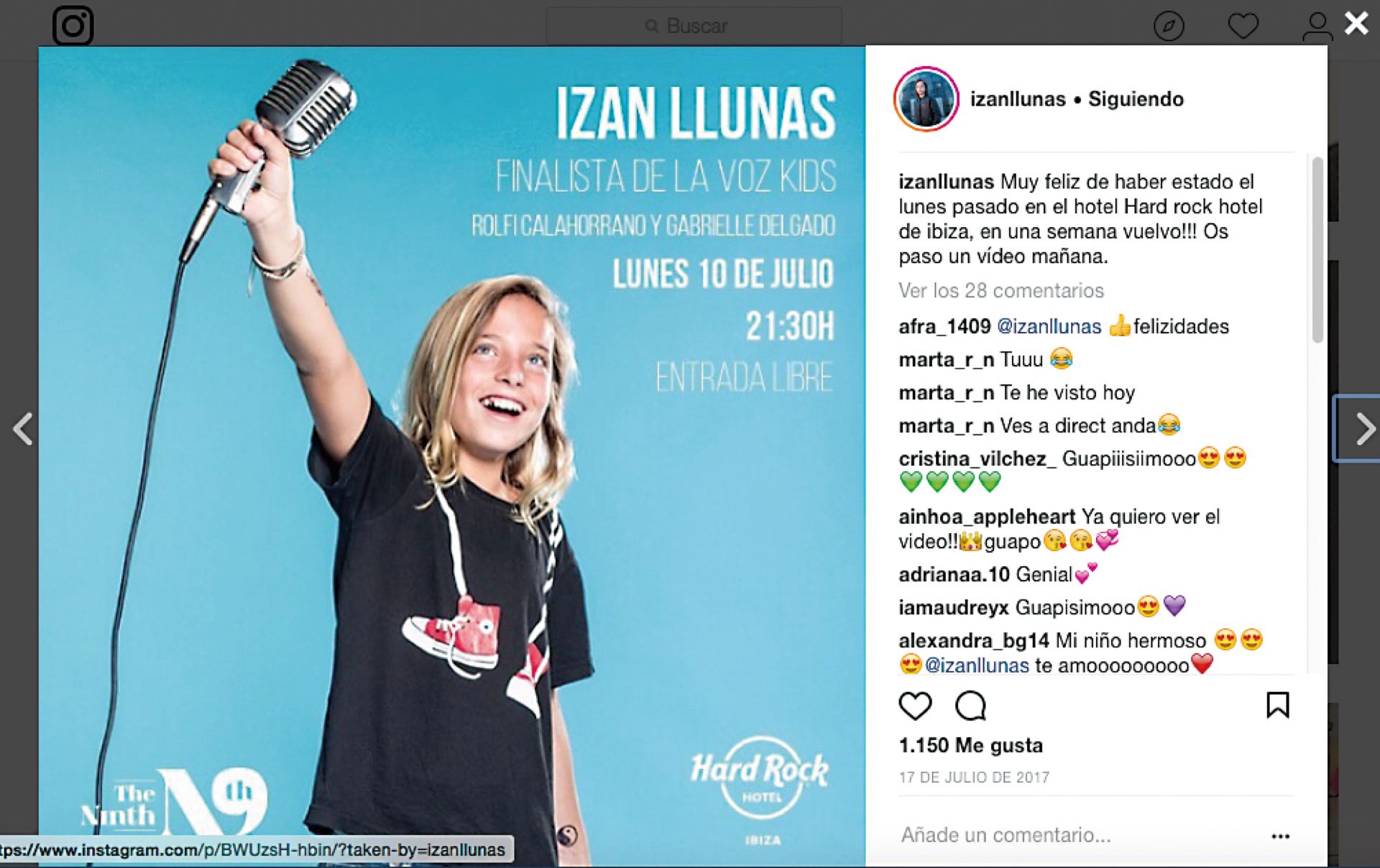 A los 11 años fue finalista de La Voz Kids España.