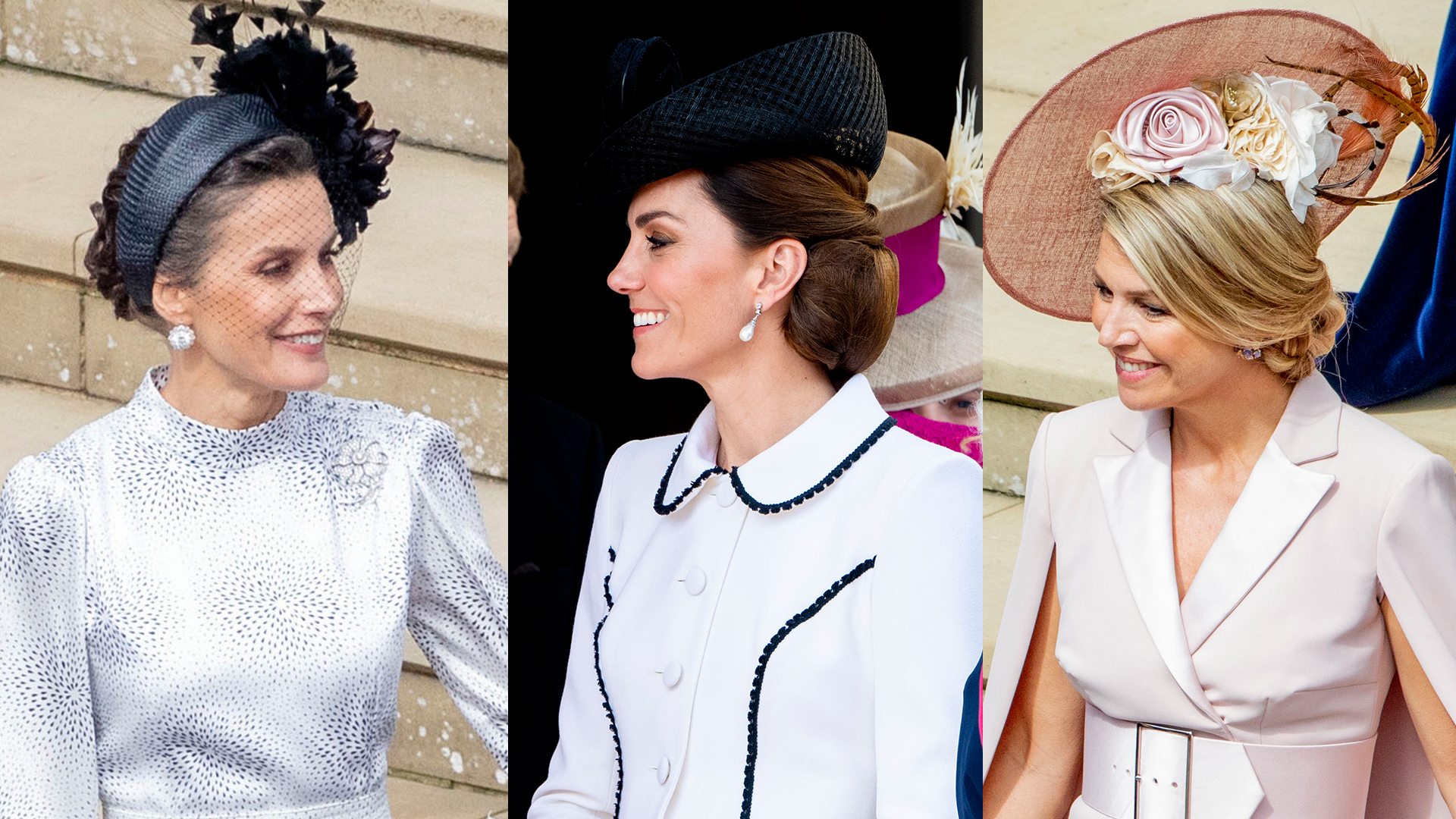 Letizia, Kate y Máxima eligieron tres maneras distintas de llevar el pelo recogido. Tres peinados para copiar.