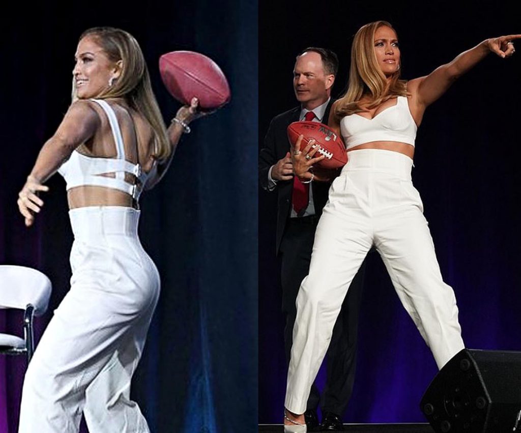 JENNIFER LOPEZ CROP TOP BLANCO SUPER BOWL