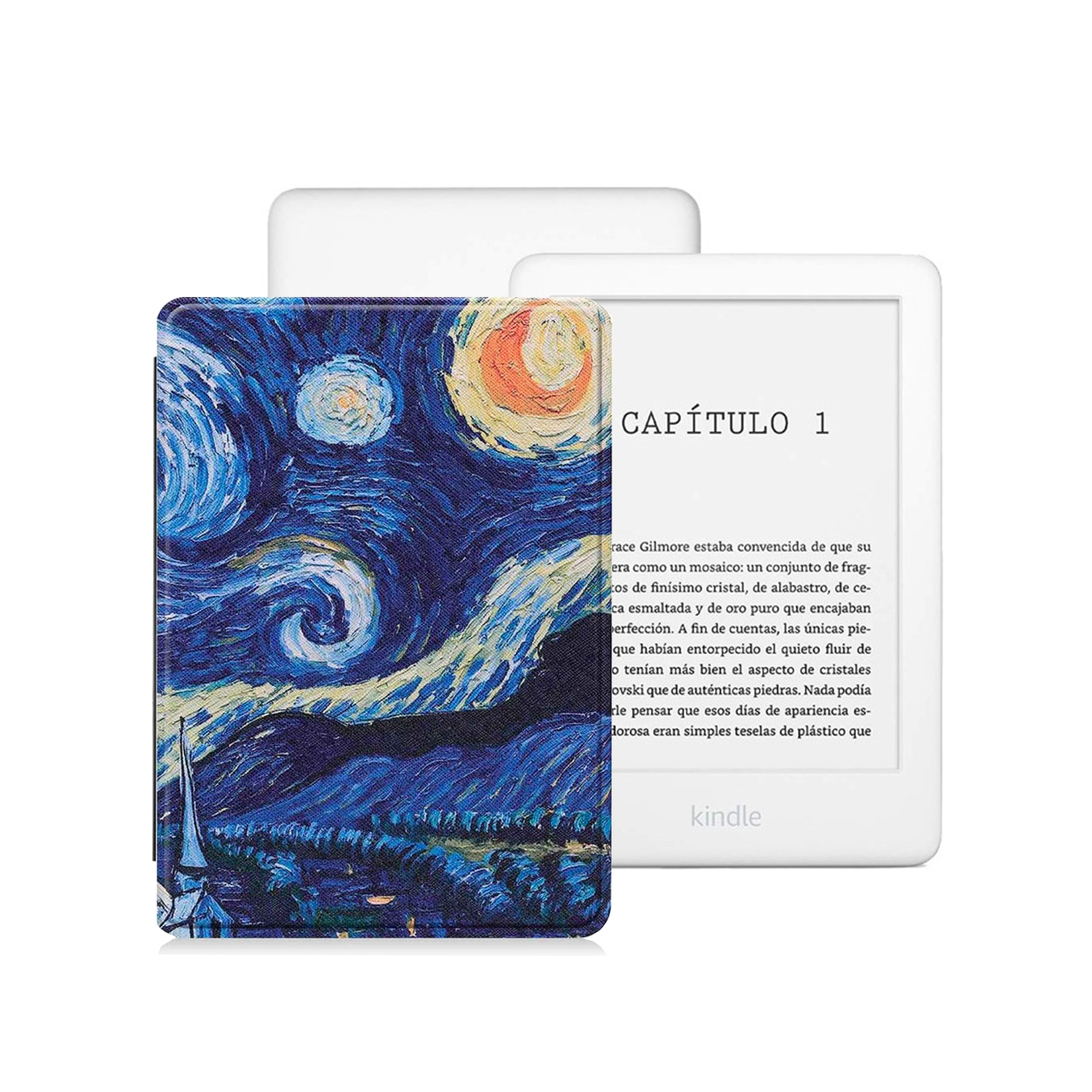 Ripley EREADER NEW KINDLE 2019 8GB BLANCO + FUNDA DISEÑO AZUL