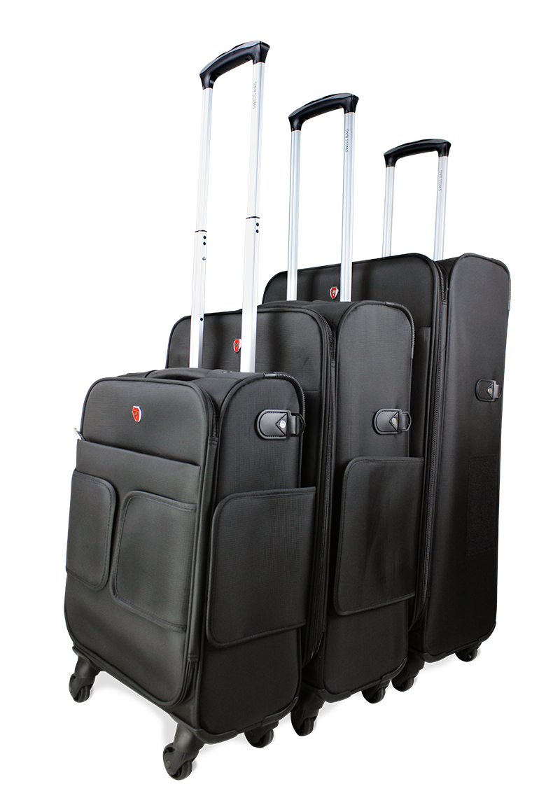 Ripley - SET 3 PIEZAS MALETA DE TELA LUBLIN NEGRA SWISS BAG